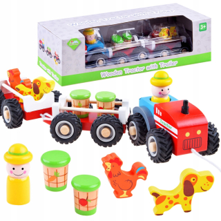 Traktor s dreveným prívesom farme Fronta ZA3566
