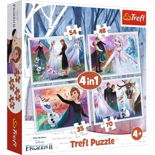 Frozen Elsa - Trefl Puzzle 4v1 v čarovnom lese Frozen 2 Land