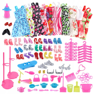 OBLEČENIE PRE BÁBIKE BARBIE + DOPLNKY sada 85 ks.