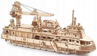 UGEARS Drevené 3D Loď Model Puzzle Research