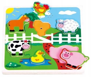Drevené puzzle puzzle so zvukom farme