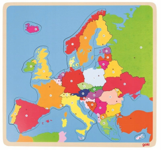 Vzdelávacie puzzle mapa Európy Drevené puzzle