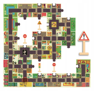 Ulíc v meste dopravného značenia - Puzzle Djeca