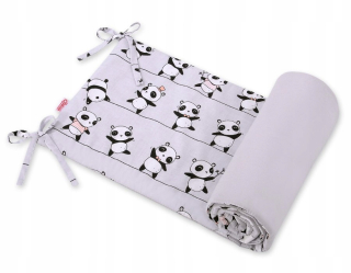 Chránič do detskej postielky - Universal COT Protector - Grey Pandas
