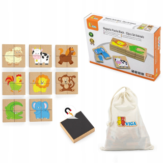 Viga Drevené puzzle magnetické Zvieratá 32 EL