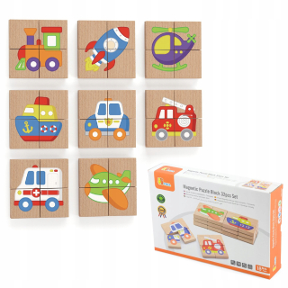 Viga drevené puzzle magnetické vozidlá