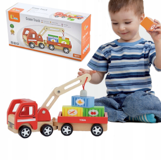 Viga drevené auto Žeriav Žeriav + 4 bloky