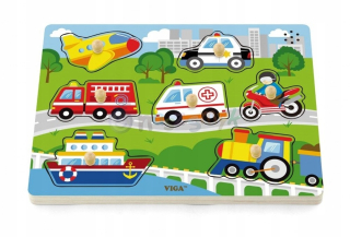 Farebné puzzle Viga so zvukovými vozidlami
