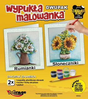 Konvexné maľoval dva-pack kvety harmančeka-slnečnica