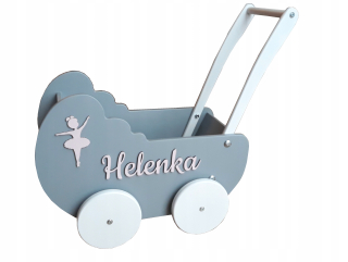 Kočík pre bábiky drevený dekor NAME +