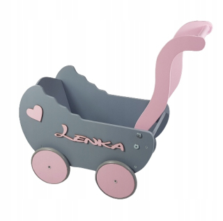 Drevený kočík pre bábiky + MENO + POSTEĽNE +