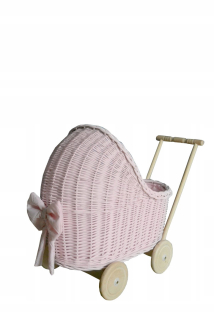 Wicker vozík pre bábiky Rose Pachacz + lôžkoviny