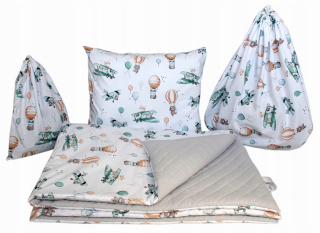 Detský set paplón, vankúš - Layette to materskej školy obliečka 100x135 taška 5el