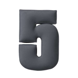 Detský dekoračný vankúš - Žlté vankúšové čísla 5 Graphite Grey
