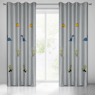 Detské závesy - Cast Curtain Dino 140x250 cm strieborný Eurofirany