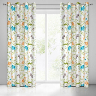 Detské závesy - Ready Curtain Jungle 140x250 cm biela Eurofirany