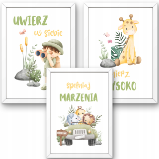 Detský obraz - SADA 3 OBRAZOV DO DETSKEJ IZBY PLAGÁTY A4