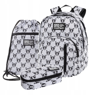 Školský batoh - Sada 3 el batoh ceruzky Case Case Buldogi Discovery Bag