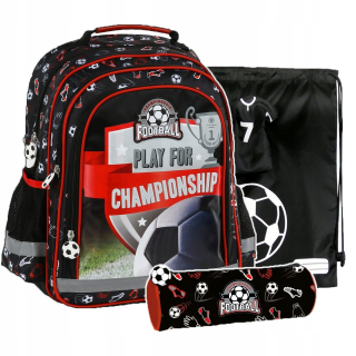 Školská taška - batoh, set, zostava - Sada 3 el. BACKPACK PACKUS CASE BAG FOTBALL BALL