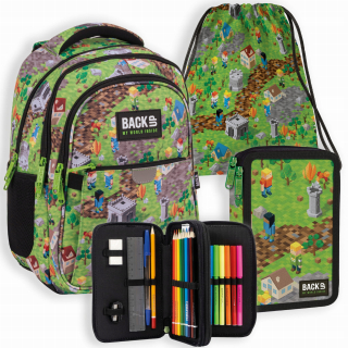 Školský batoh - Sada 3in1 batohu ceruzka Cascil Case Bag Back Up Game Game