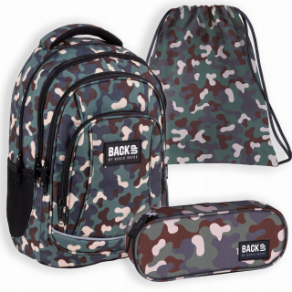Školský batoh - 3in1 Set batoh ceruzka Cencil Case bag zálohy camo