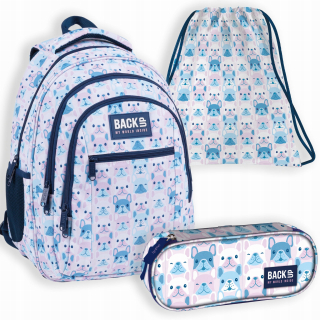 Školský batoh - 3in1 Set batoh ceruzka na ceruzku s taškou Zadný pes