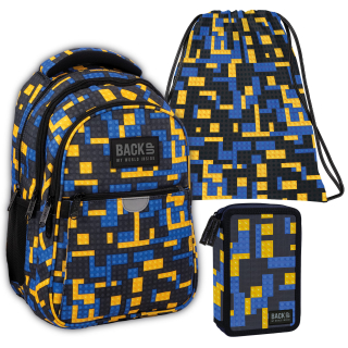 Školská taška - batoh, set, zostava - Sada 3in1 Zálohovanie batohu Puzdro Case Bag Pads