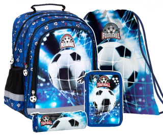 Školský batoh - Sada 4 El. Batoh ceruzky vrecká na futbal futbal