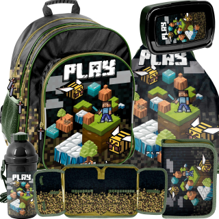 Školský batoh - Batoh Minecraft Pixele pre batoh 5in1