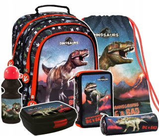 Školský batoh - Sada 6 El. Batoh pre ceruzku puzdro Bidon dinosaury