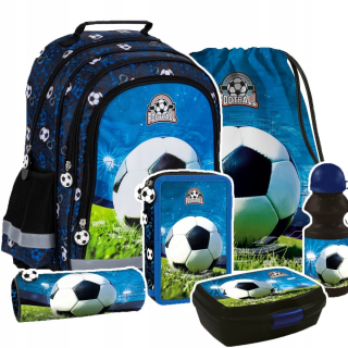 Školská taška - batoh, set, zostava - Sada 6 el. Futbalový školský batoh