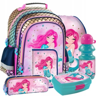 Školská taška - batoh, set, zostava - Sada 6 el. Mermaid Mermaid školský batoh