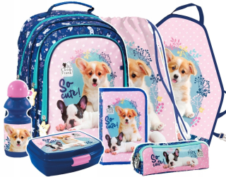 Školský batoh - Sada 7 El. Cencil Case Cleo Frank Dogs Dogs Dogs