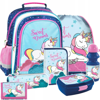 Školská taška, batoh - SADA 7 el. BATOH ZO ŠKOLY UNICORN