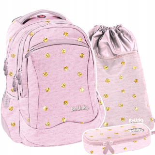 Školský batoh - BEUNIQ GOLD DOTS SET BATOŽNÍK TAŠKA NA CERÚŽKY