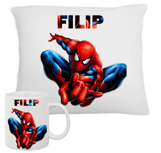 Detský dekoračný vankúš - Detská súprava + vankúš Spiderman + meno