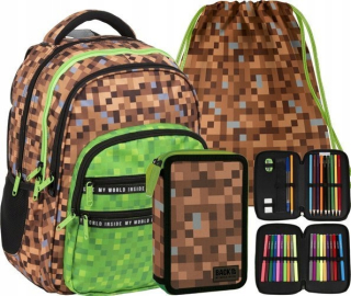 Školská taška - batoh, set, zostava - Sada pre Backpack Gamera M68 Pixel Pension Case Game