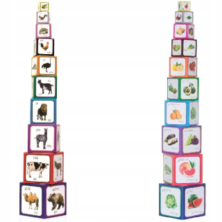 Vzdelávací súbor zábavných pyramídových zvierat + ovocie