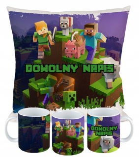 Detský vankúš - Nastavte hrnček a vankúš Minecraft + darček názov