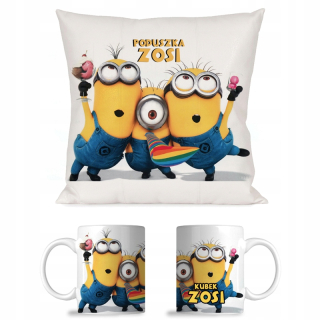 Detský vankúš - Nastavte hrnček + vankúš Minion + meno + zadarmo