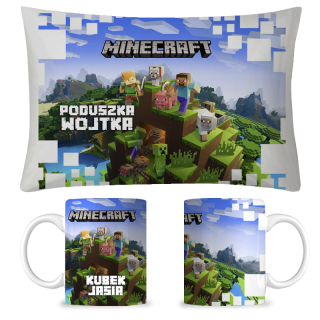 Minecraft  - Hrnček sada + vankúš názov Baňa Craft + ZADARMO