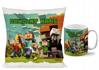 Detský vankúš - Nastavte hrnček + vankúš Minecraft + názov 40 W