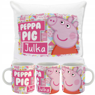 Detský vankúš - Nastavte hrnček + Pig vankúš Peppa Name Gift