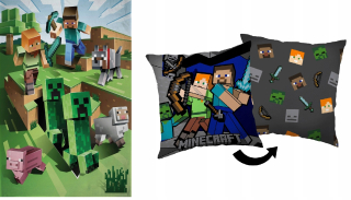 Prikrývka, prehozy na posteľ - Minecraft Fleece Set Alex Steve vankúš