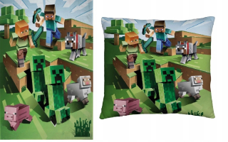 Prikrývka, prehozy na posteľ - Sada minecraft fleece prikrývka vankúš