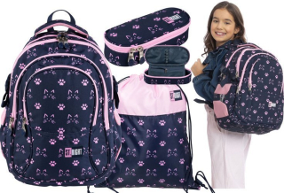 Školská taška - batoh, set, zostava - BP-01 BACKPACK SET. STRIGHT CATS CAT