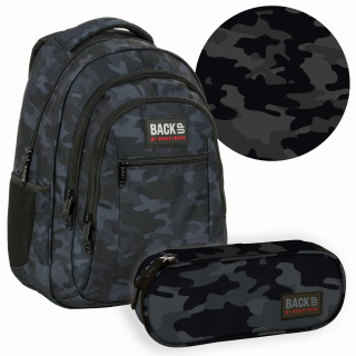 Školský batoh - Batoh nastavený ceruzkový puzdro Zadný camo armáda