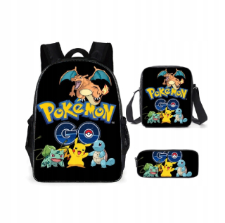 Školská taška - batoh, set, zostava - Sada batoh + Puzdro na ceruzku + Pokemon Bag hra