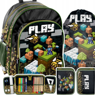 Školský batoh - Set School Backpack Game Game Pixele Pixele 3el