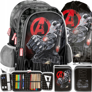 Školský batoh - Sada batohu súpravy školskej tašky Avengers Black